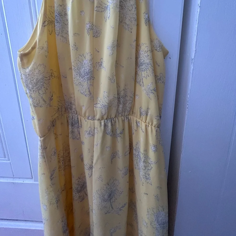 NWOT BLUE RAIN Yellow Sleeveless Dress w/Floral Print and Elastic Waist, Flared - Picture 11 of 14